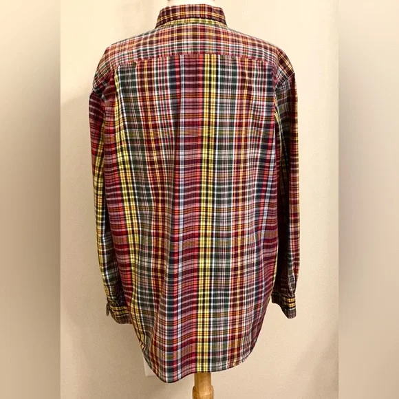 Nautica Men’s Red Green Yellow Plaid Long Sleeve Button Down Cotton Shirt SZ XL - Picture 11 of 13
